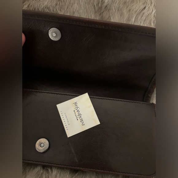 Authentic YSL Calf Hair Brown Leather Clutch Bag Yves Saint Laurent - Picture 5 of 15